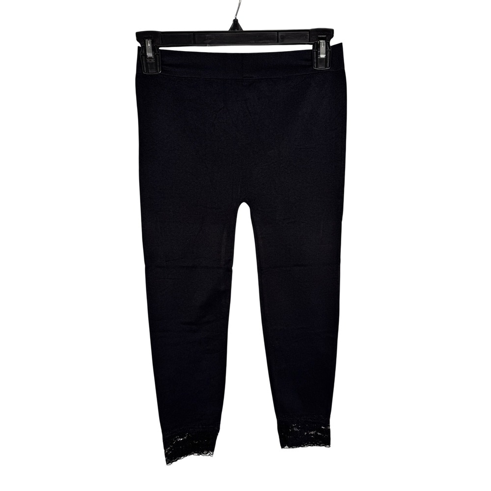 Seamless Lace Trim Leggings 4 Pack Black Grey Navy Brown Free Size - Picture 3 of 7
